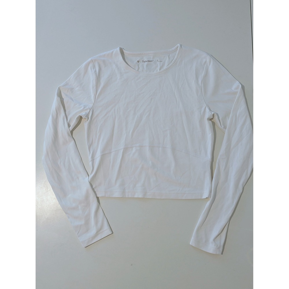 TnAction Aritzia White Long Sleeve Cropped Activewear Top Medium